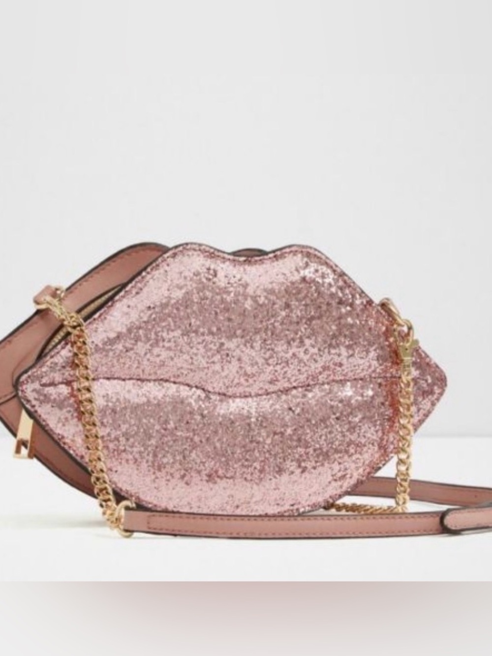 Sparkle  Aldo Lip-Shaped Crossbody Bag - Pink Glitter